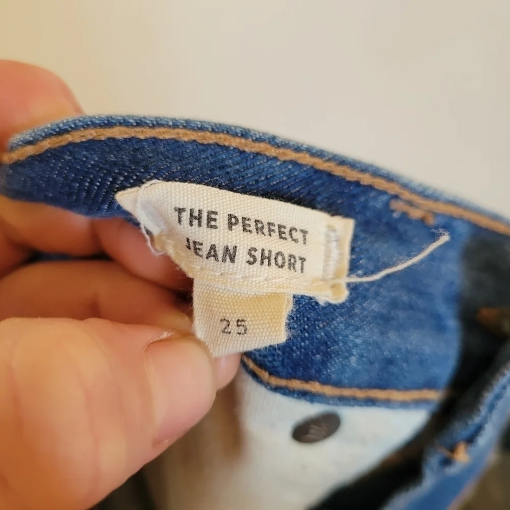 Madewell The Perfect Jean Short Short Raw Rolled Hem Stretch Denim Small 25